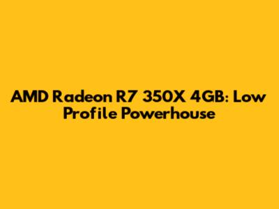 AMD Radeon R7 350X 4GB: Low Profile Powerhouse