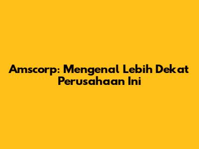 Amscorp: Mengenal Lebih Dekat Perusahaan Ini