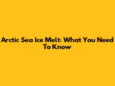 Arctic Sea Ice Melt: What You Need To Know