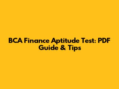 BCA Finance Aptitude Test: PDF Guide & Tips
