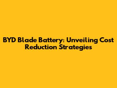BYD Blade Battery: Unveiling Cost Reduction Strategies