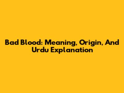 Bad Blood: Meaning, Origin, And Urdu Explanation