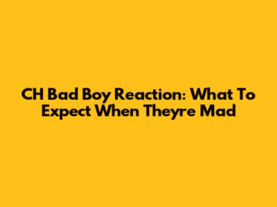 CH Bad Boy Reaction: What To Expect When They're Mad