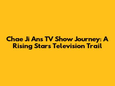 Chae Ji An's TV Show Journey: A Rising Star's Television Trail