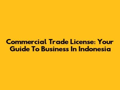 Commercial Trade License: Your Guide To Business In Indonesia