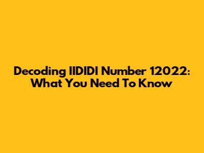 Decoding IIDIDI Number 12022: What You Need To Know