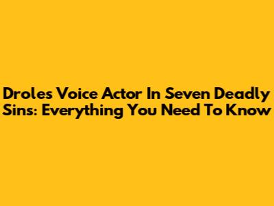 Drole's Voice Actor In Seven Deadly Sins: Everything You Need To Know