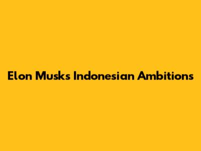 Elon Musk's Indonesian Ambitions
