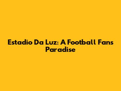 Estadio Da Luz: A Football Fan's Paradise