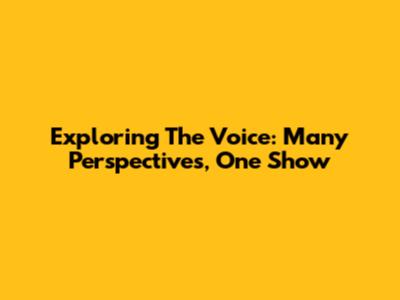 Exploring 'The Voice': Many Perspectives, One Show