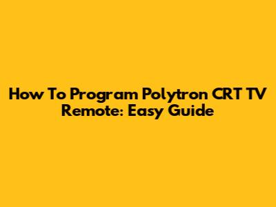How To Program Polytron CRT TV Remote: Easy Guide