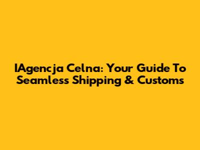 IAgencja Celna: Your Guide To Seamless Shipping & Customs