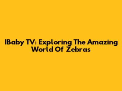IBaby TV: Exploring The Amazing World Of Zebras