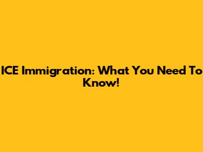 ICE Immigration: What You Need To Know!