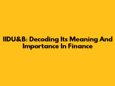 IIDU&B: Decoding Its Meaning And Importance In Finance