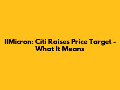 IIMicron: Citi Raises Price Target - What It Means