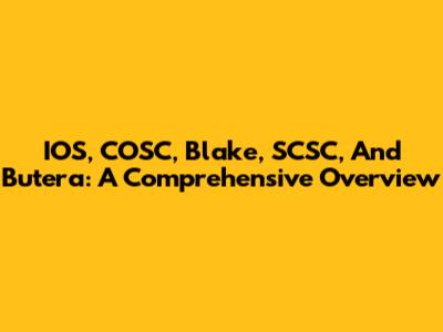 IOS, COSC, Blake, SCSC, And Butera: A Comprehensive Overview