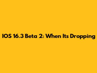 IOS 16.3 Beta 2: When It's Dropping