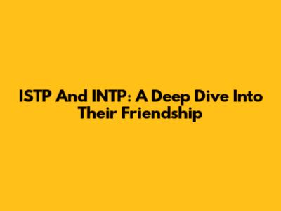 ISTP And INTP: A Deep Dive Into Their Friendship