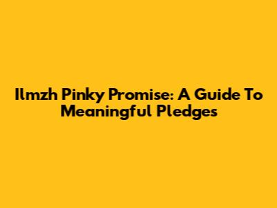 Ilmzh Pinky Promise: A Guide To Meaningful Pledges
