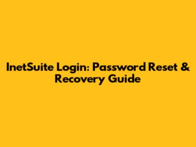 InetSuite Login: Password Reset & Recovery Guide