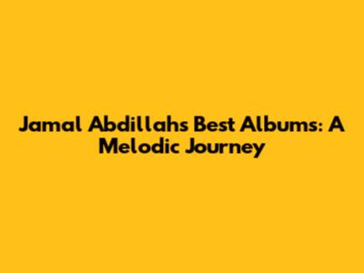 Jamal Abdillah's Best Albums: A Melodic Journey