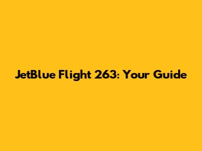 JetBlue Flight 263: Your Guide