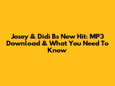 Josey & Didi B's New Hit: MP3 Download & What You Need To Know