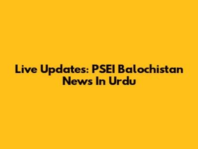 Live Updates: PSEI Balochistan News In Urdu