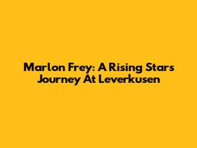 Marlon Frey: A Rising Star's Journey At Leverkusen