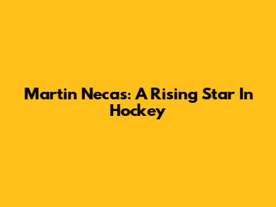Martin Necas: A Rising Star In Hockey