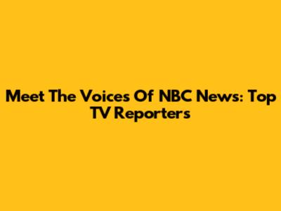Meet The Voices Of NBC News: Top TV Reporters