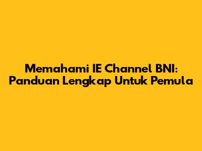 Memahami IE Channel BNI: Panduan Lengkap Untuk Pemula