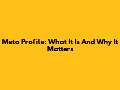 Meta Profile: What It Is And Why It Matters
