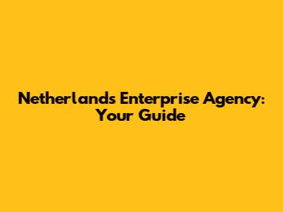 Netherlands Enterprise Agency: Your Guide