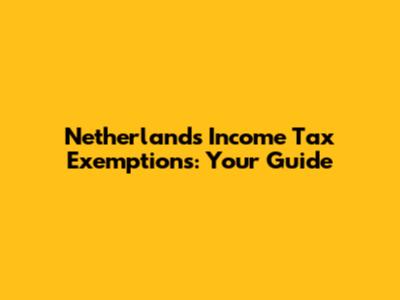 Netherlands Income Tax Exemptions: Your Guide