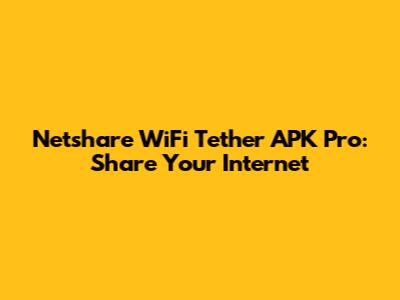 Netshare WiFi Tether APK Pro: Share Your Internet