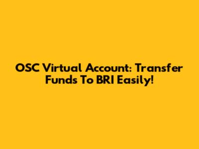 OSC Virtual Account: Transfer Funds To BRI Easily!