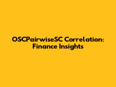 OSCPairwiseSC Correlation: Finance Insights