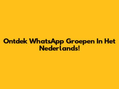 Ontdek WhatsApp Groepen In Het Nederlands!