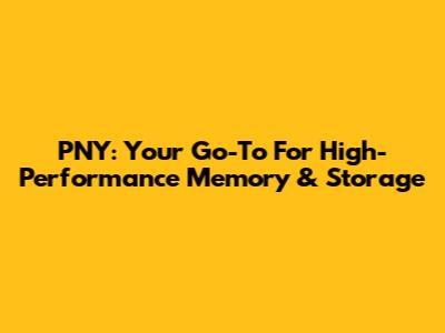 PNY: Your Go-To For High-Performance Memory & Storage