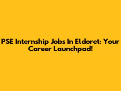 PSE Internship Jobs In Eldoret: Your Career Launchpad!