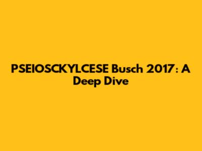 PSEIOSCKYLCESE Busch 2017: A Deep Dive