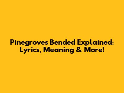 Pinegrove's 'Bended' Explained: Lyrics, Meaning & More!