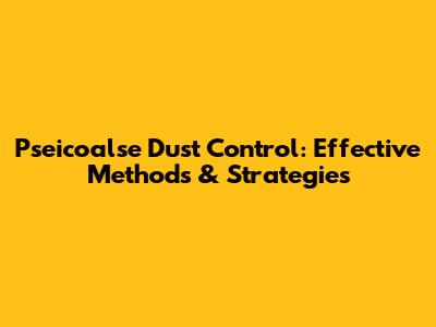 Pseicoalse Dust Control: Effective Methods & Strategies