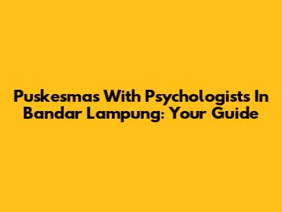 Puskesmas With Psychologists In Bandar Lampung: Your Guide