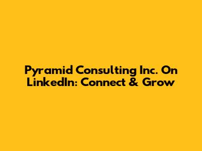 Pyramid Consulting Inc. On LinkedIn: Connect & Grow