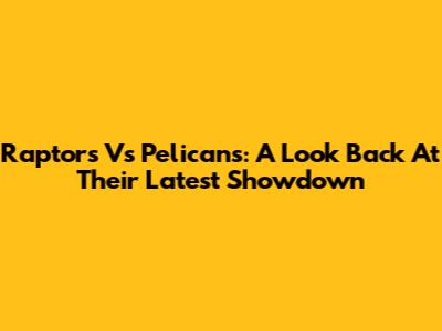 Raptors Vs Pelicans: A Look Back At Their Latest Showdown