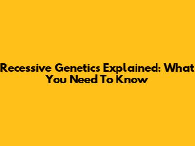 Recessive Genetics Explained: What You Need To Know