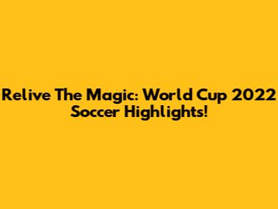 Relive The Magic: World Cup 2022 Soccer Highlights!